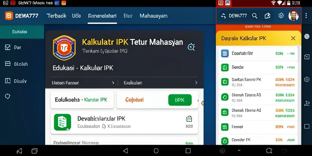 Antarmuka DEWA777 yang sederhana dan fungsional untuk Kalkulator IPK.