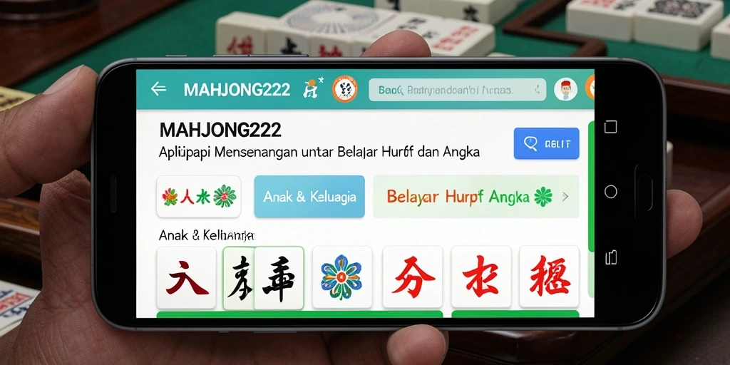 Antarmuka menarik MAHJONG222 untuk belajar huruf dan angka.