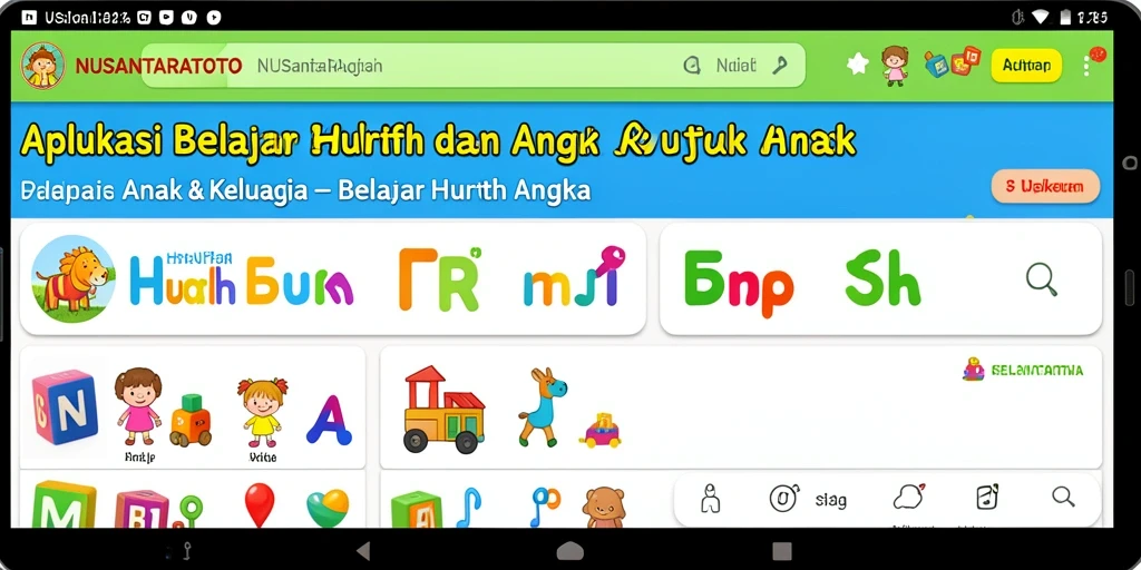 Tampilan menarik dari antarmuka aplikasi Belajar Huruf Angka.