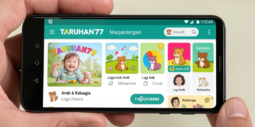 Antarmuka aplikasi TARUHAN77 menampilkan pilihan lagu anak yang menarik.