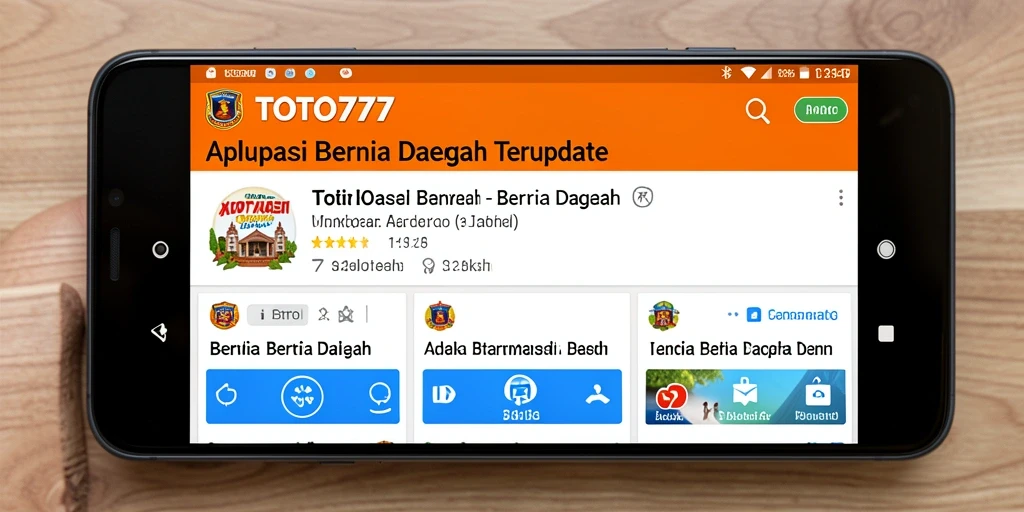 Tampilan antarmuka aplikasi TOTO777 yang menampilkan berita daerah terkini.