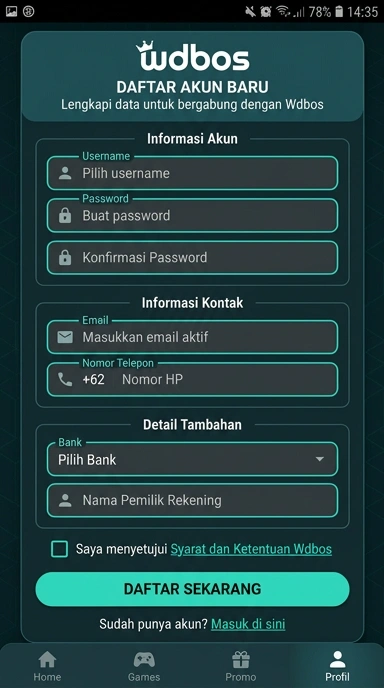 Cara Mudah Daftar Akun wdbos untuk Pengguna Android